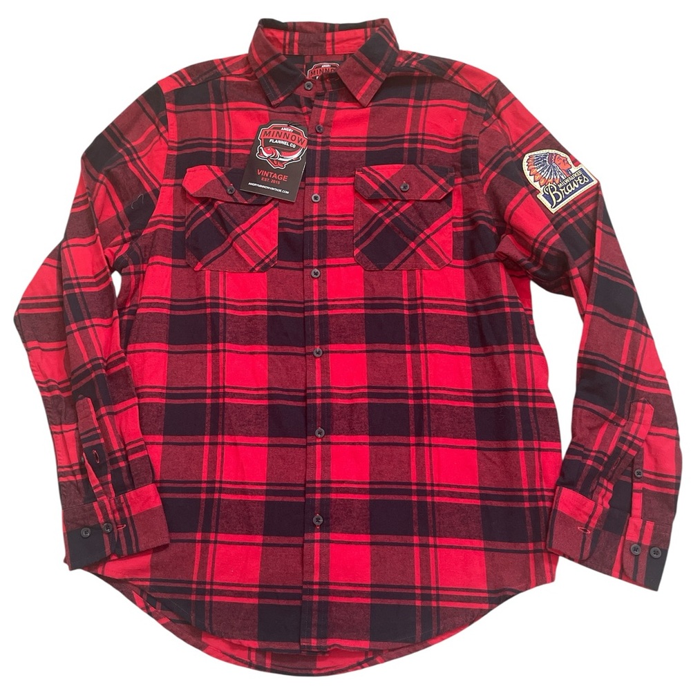 Men's Angry Minnow Milwaukee Braves Red Flannel Shirt - Picture 2 of 7